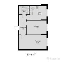 ЖК Gul Dala — 2-ком 63.8 м² (от 31,134,400 тг)