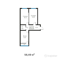 ЖК Ырысты — 2-ком 58.5 м² (от 32,169,500 тг)