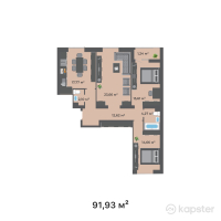 ЖК Compass North — 3-ком 91.9 м² (от 38,150,950 тг)