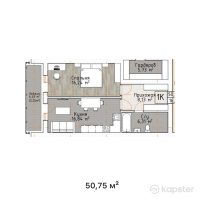 ЖК Turan Apartments — 1-ком 50.8 м² (от 25,273,500 тг)