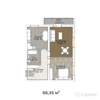 ЖК Turan Apartments — 2-ком 66.4 м² (от 33,042,300 тг)