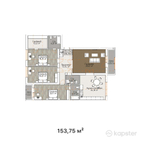 ЖК Turan Apartments — 4-ком 153.8 м² (от 78,210,900 тг)