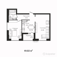 ЖК Sunset Avenue — 2-ком 61 м² (от 35,086,500 тг)