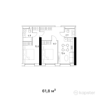 ЖК Riverside — 2-ком 61.8 м² (от 27,810,000 тг)