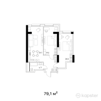 ЖК Riverside — 2-ком 79.1 м² (от 35,595,000 тг)