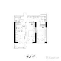 ЖК Riverside — 2-ком 81.1 м² (от 36,495,000 тг)