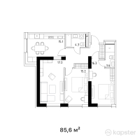 ЖК Riverside — 3-ком 85.6 м² (от 38,520,000 тг)