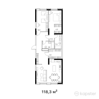 ЖК Riverside — 3-ком 118.3 м² (от 53,235,000 тг)