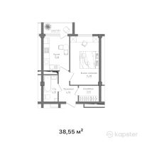 КГ Жана Куат — 1-ком 38.6 м² (от 11,565,000 тг)