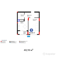 ЖК Дом на Букетова — 1-ком 40.2 м² (от 17,723,790 тг)