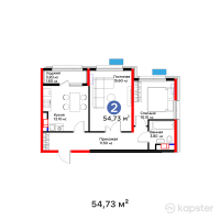 ЖК Flora Garden — 2-ком 54.7 м² (от 21,399,430 тг)