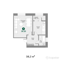 ЖК Symbat — 1-ком 38.2 м² (от 15,089,000 тг)