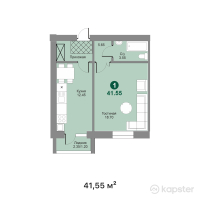 ЖК Symbat — 1-ком 41.6 м² (от 16,412,250 тг)