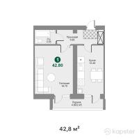 ЖК Symbat — 1-ком 42.8 м² (от 16,906,000 тг)