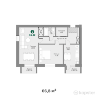 ЖК Symbat — 2-ком 66.8 м² (от 26,386,000 тг)