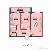 ЖК Алмажай — 2-ком 50,7 м² (null)