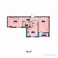 ЖК Алмажай — 2-ком 54 м² (null)