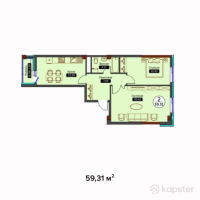 ЖК Алмажай — 2-ком 59,3 м² (null)