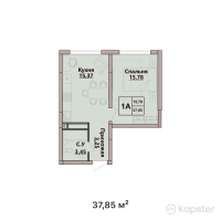 ЖК KERUEN — 1-ком 37.9 м² (от 11,990,000 тг)