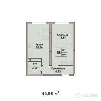 ЖК KERUEN — 1-ком 45.7 м² (от 14,990,000 тг)