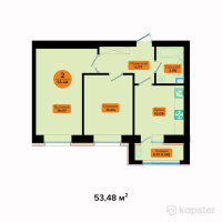 ЖК Sunland — 2-ком 53.5 м² (от 23,531,400 тг)