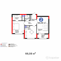 ЖК Qasteev — 2-ком 66.1 м² (от 40,044,480 тг)