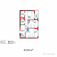 ЖК Qasteev — 2-ком 67.6 м² (от 39,117,240 тг)