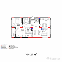 ЖК Qasteev — 3-ком 104.3 м² (от 59,115,420 тг)