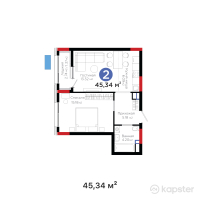 ЖК Arena Style — 2-ком 45.3 м² (от 22,670,000 тг)