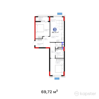 ЖК Arena Style — 3-ком 69.7 м² (от 31,722,600 тг)