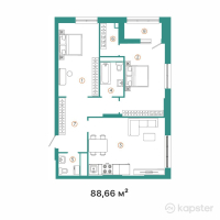 ЖК Landmark — 2-ком 88.7 м² (от 48,319,700 тг)