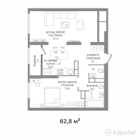 ЖК JAZZ-квартал — 2-ком 62.8 м² (от 55,892,000 тг)