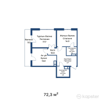 ЖК White Residence — 2-ком 72.3 м² (от 49,887,000 тг)