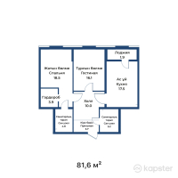 ЖК White Residence — 2-ком 81.6 м² (от 55,080,000 тг)