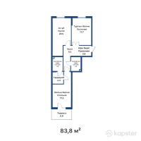 ЖК White Residence — 2-ком 83.8 м² (от 57,403,000 тг)