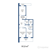 ЖК White Residence — 2-ком 91.9 м² (от 67,087,000 тг)