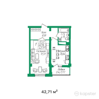 ЖК Жаным — 1-ком 42.7 м² (от 16,870,450 тг)