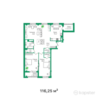 ЖК Жаным — 3-ком 116.3 м² (от 45,918,750 тг)