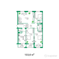 ЖК Жаным — 4-ком 133.6 м² (от 52,772,000 тг)