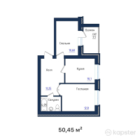 ЖК Эдем — 2-ком 50.5 м² (от 15,135,000 тг)