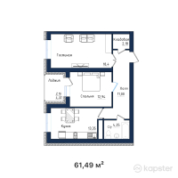 ЖК Эдем — 2-ком 61.5 м² (от 18,447,000 тг)