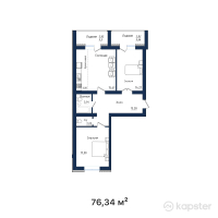 ЖК Эдем — 3-ком 76.3 м² (от 22,902,000 тг)