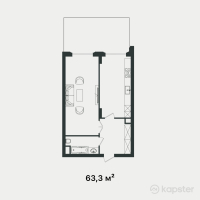 ЖК Wisteria — 1-ком 63.3 м² (от 79,758,000 тг)