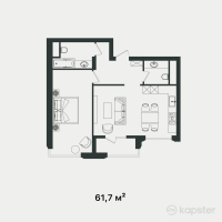 ЖК Wisteria — 2-ком 61.7 м² (от 78,359,000 тг)