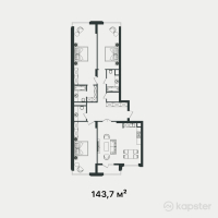 ЖК Wisteria — 4-ком 143.7 м² (от 172,440,000 тг)