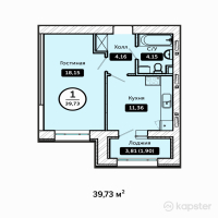 ЖК KOKTAL Apartments — 1-ком 39.7 м² (от 12,713,600 тг)