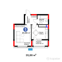 ЖК Auez — 1-ком 35.9 м² (от 17,427,960 тг)