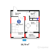 ЖК Auez — 1-ком 38.8 м² (от 18,502,830 тг)