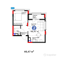 ЖК Auez — 2-ком 46.5 м² (от 22,026,780 тг)