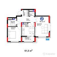 ЖК Auez — 2-ком 61.5 м² (от 27,736,500 тг)